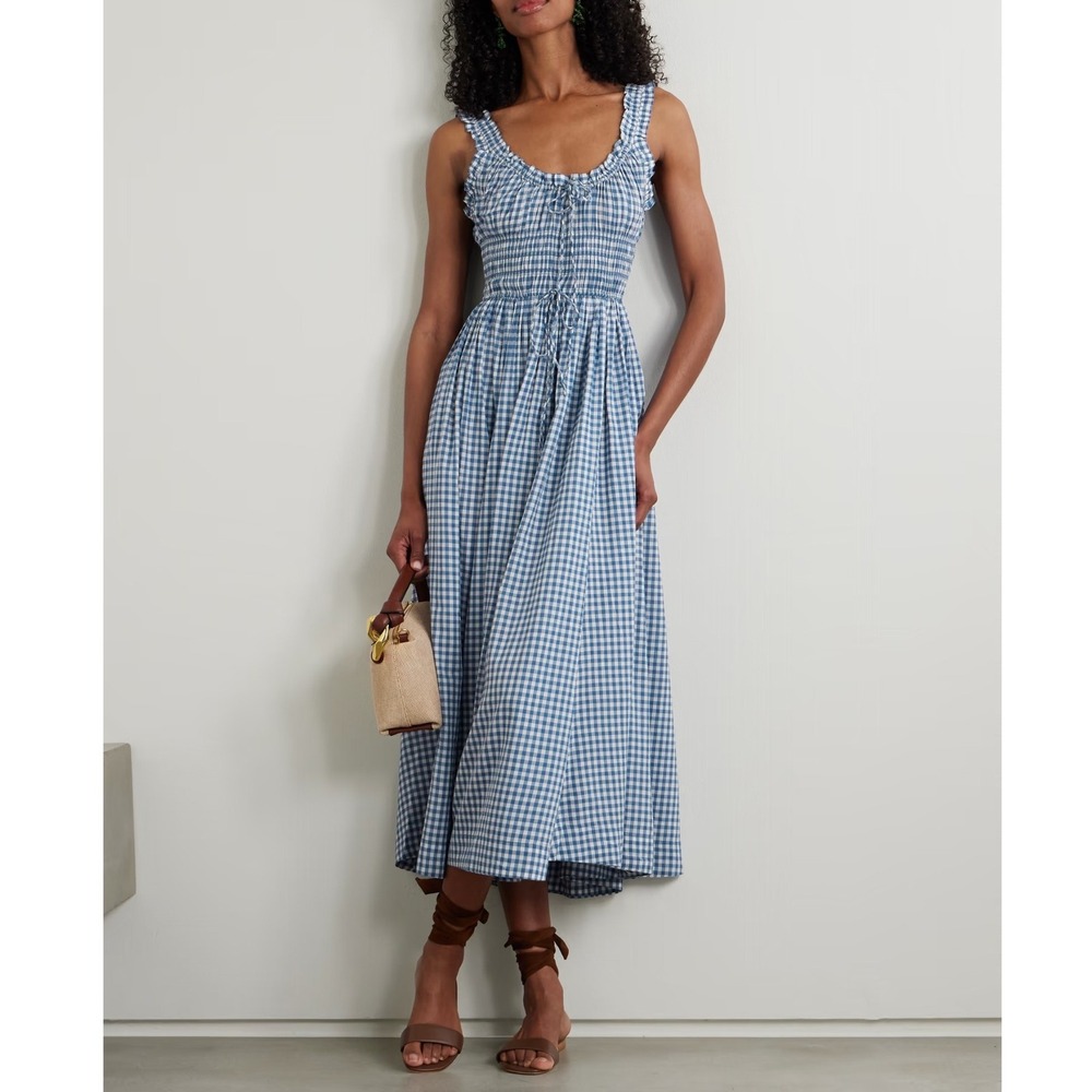 Doen Emmaretta Dress in Blue Gingham Size Medium NWT - Picture 14 of 16
